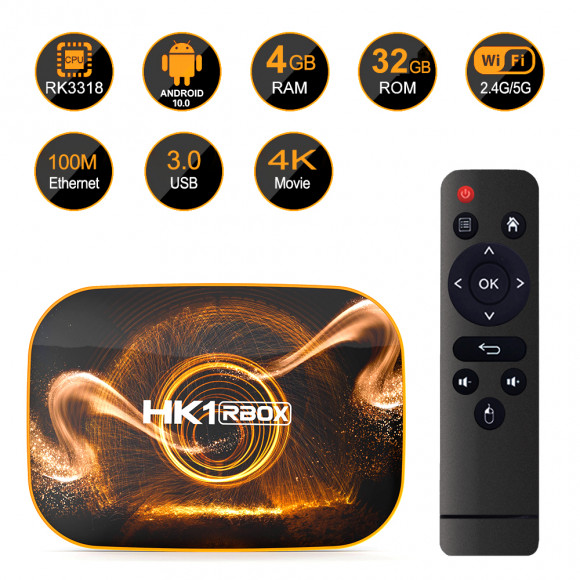 Смарт Андроид ТВ приставка Vontar HK1 RBOX R1 4/32ГБ Rockchip RK3318 Android 10