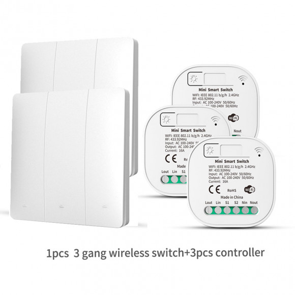Умный беспроводной выключатель Tuya Smart Switch (3 реле Wi-Fi + 2 тройных выключателя) TSS-3R2G3 Умный беспроводной выключатель Tuya Smart Switch (3 реле Wi-Fi + 2 тройных выключателя) TSS-3R2G3