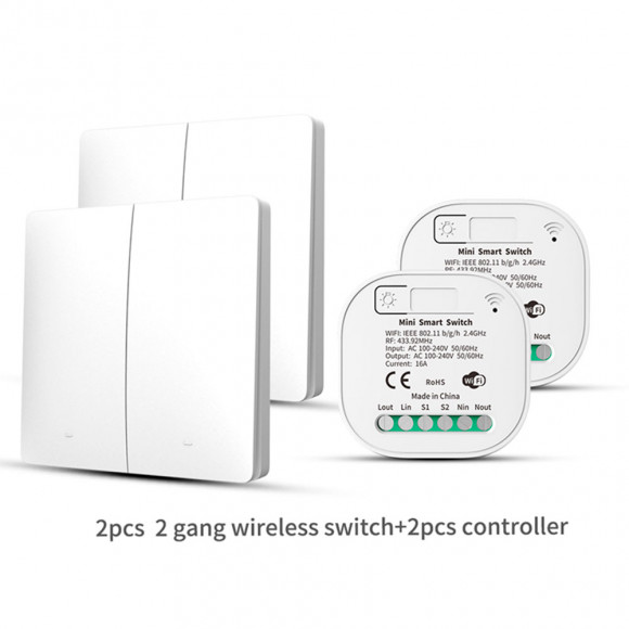 Умный беспроводной выключатель Tuya Smart Switch (2 реле Wi-Fi + 2 двойных выключателя) TSS-2R2G2 Умный беспроводной выключатель Tuya Smart Switch (2 реле Wi-Fi + 2 двойных выключателя) TSS-2R2G2