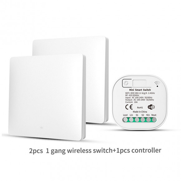 Умный беспроводной выключатель Tuya Smart Switch (1 реле Wi-Fi + 2 выключателя) TSS-1R2G1 Умный беспроводной выключатель Tuya Smart Switch (1 реле Wi-Fi + 2 выключателя) TSS-1R2G1