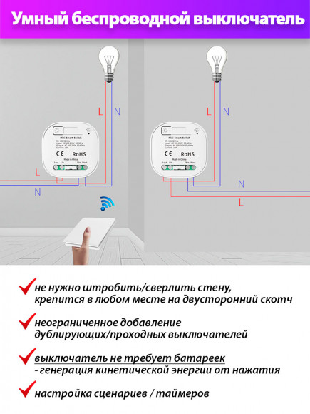 Умный беспроводной выключатель Zigbee Smart Switch 1 Умный беспроводной выключатель Zigbee Smart Switch 1