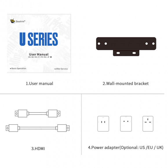 Мини-ПК Beelink U59 Pro - 4K 8Gb/512Gb, Intel Celeron N5105, Windows 11, Wi-Fi 2,4/5,8 ГГц, BT4.0, LAN 1000 Mb/s (1 Gb/s) 