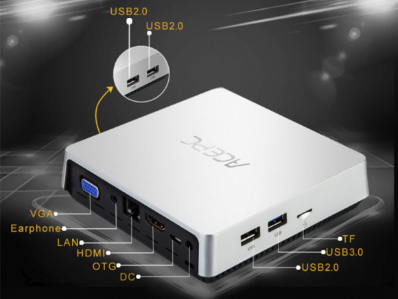 Windows мини ПК T11 Intel X5-Z8350 4/32Gb (64Gb) с VGA +слот для HDD 2","5''