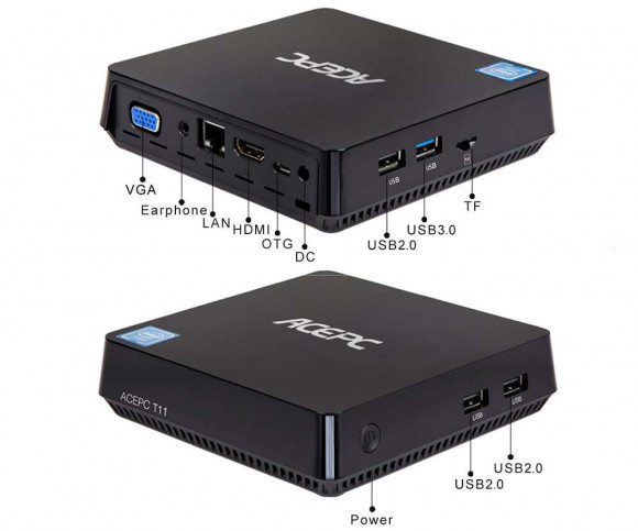Windows мини ПК T11 Intel X5-Z8350 4/32Gb (64Gb) с VGA +слот для HDD 2","5''
